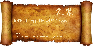 Kállay Napóleon névjegykártya